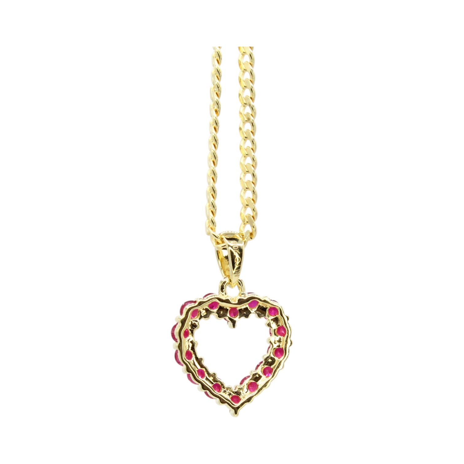 Genuine Ruby 0.43ctw & 10k Yellow Gold Heart Necklace