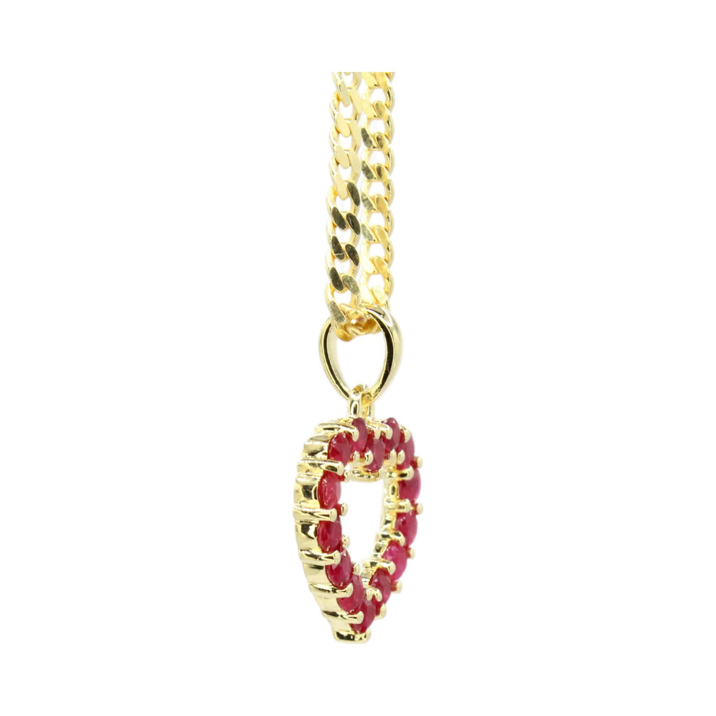 Genuine Ruby 0.43ctw & 10k Yellow Gold Heart Necklace