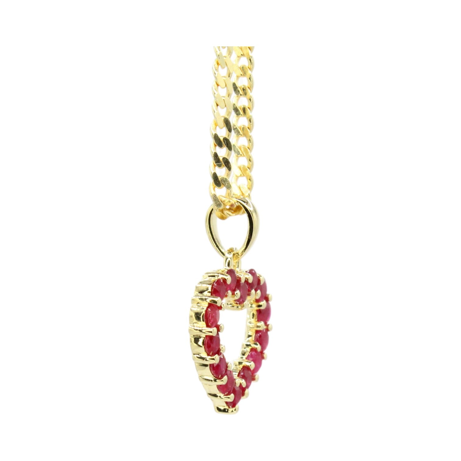 Genuine Ruby 0.43ctw & 10k Yellow Gold Heart Necklace