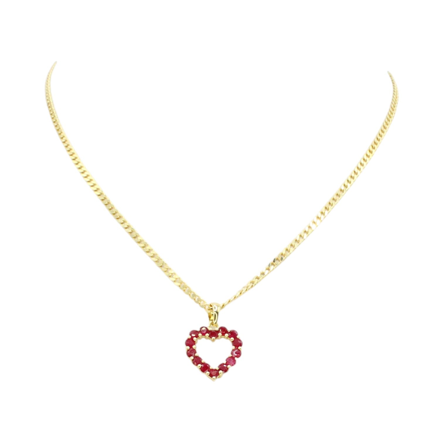 Genuine Ruby 0.43ctw & 10k Yellow Gold Heart Necklace