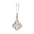 Moissanite Mother of Pearl Clover, Halo & Bale Necklace