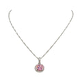 Pink Cubic Zirconia & Halo Necklace