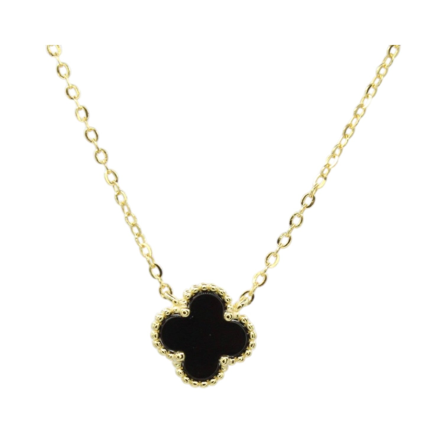 Black Onyx Micro Clover Necklace
