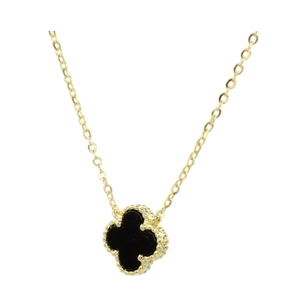 Black Onyx Micro Clover Necklace
