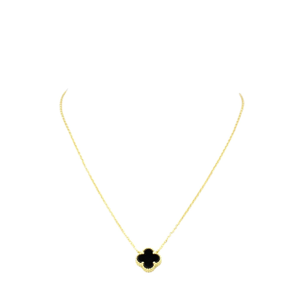 Black Onyx Micro Clover Necklace