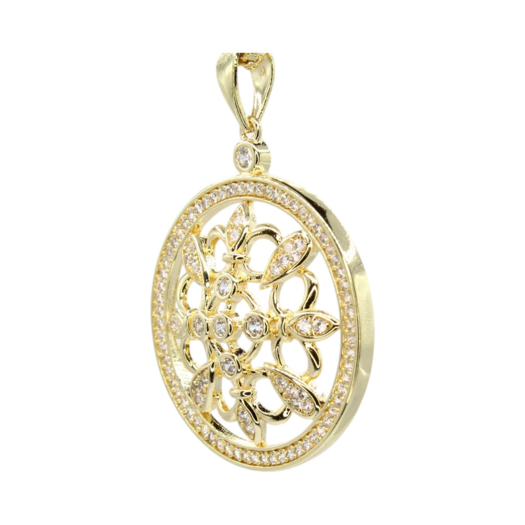 CZ Circle Halo Filigree Necklace