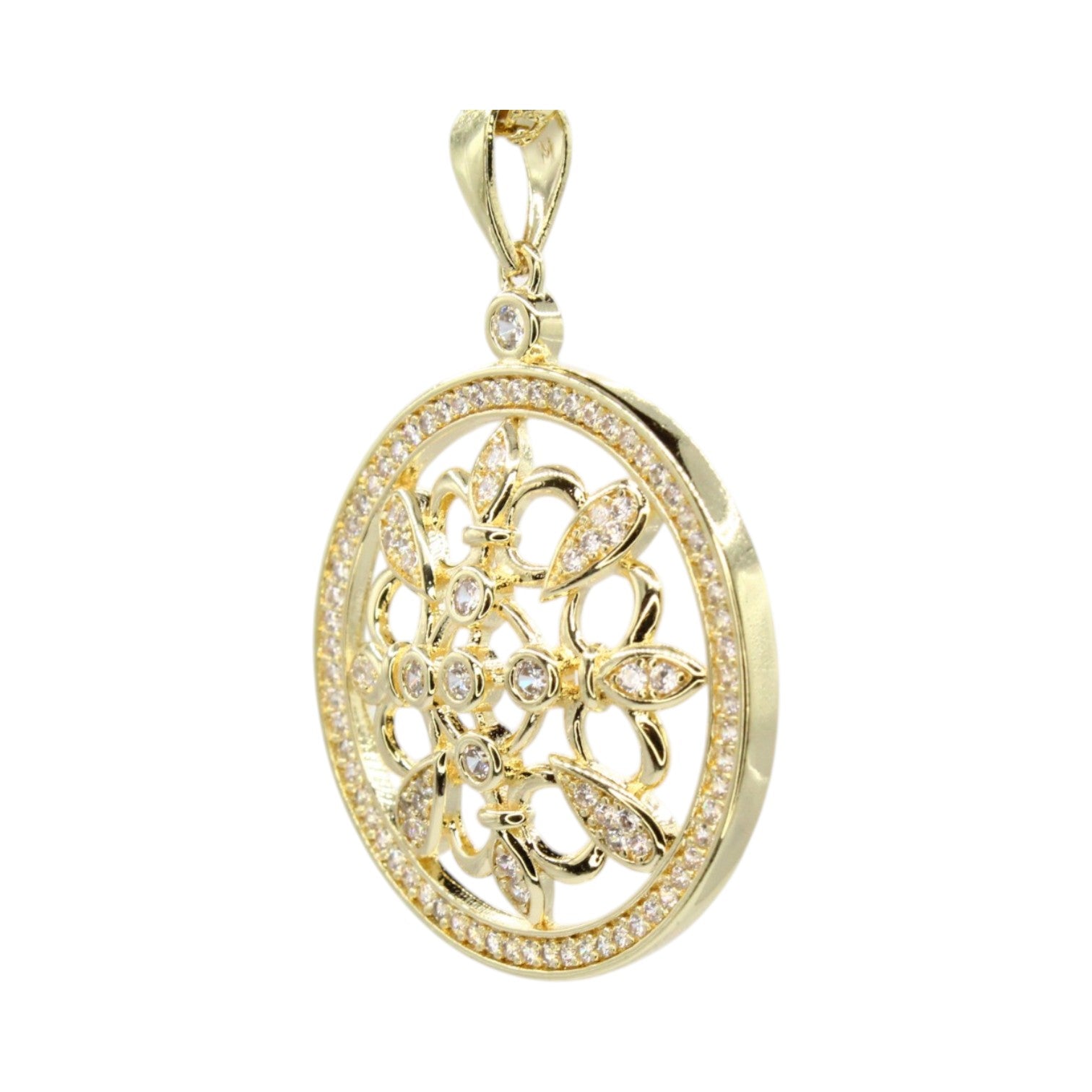 CZ Circle Halo Filigree Necklace