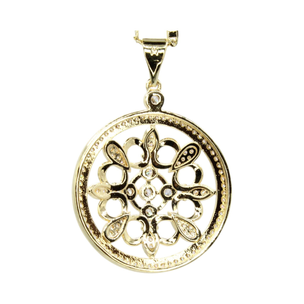CZ Circle Halo Filigree Necklace