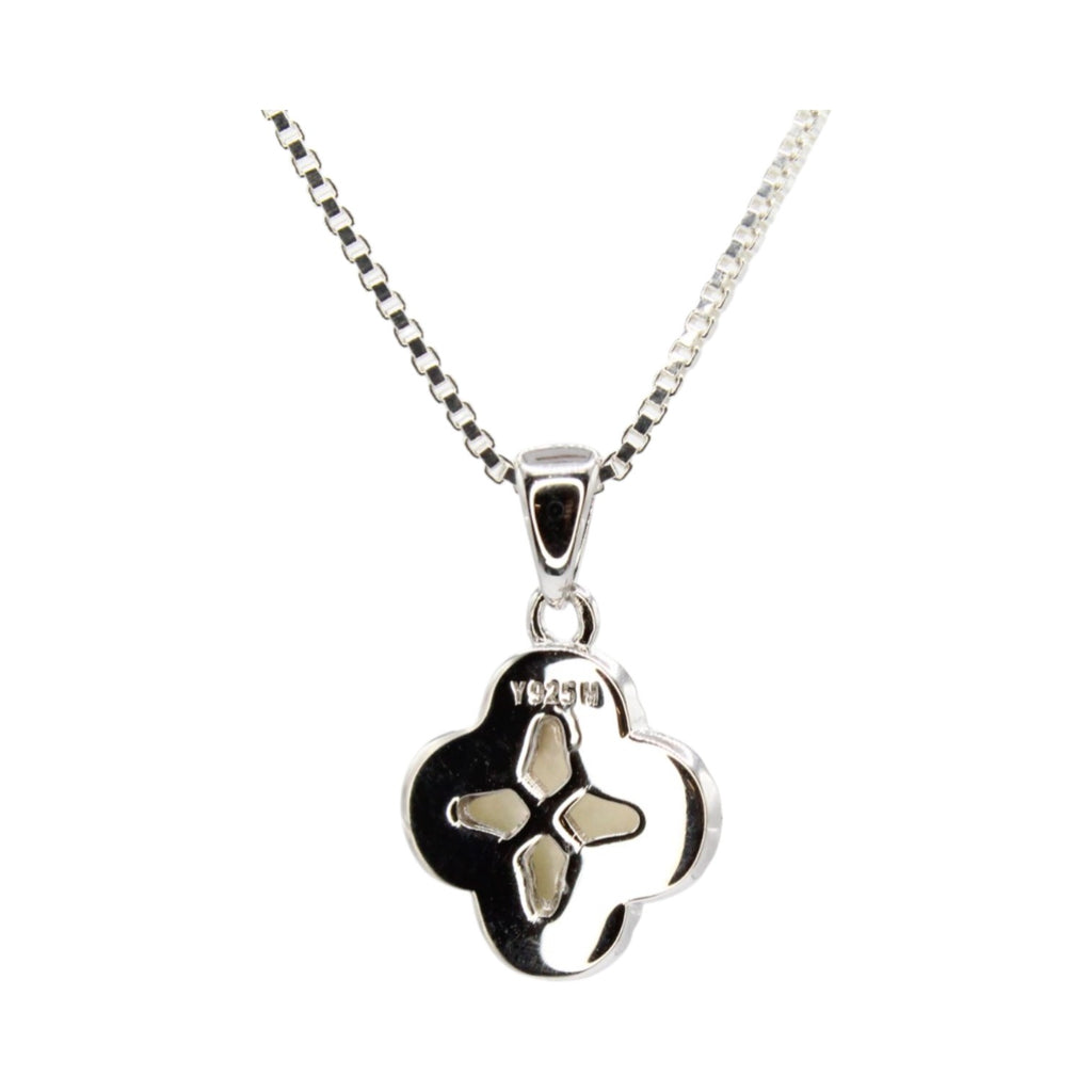 Mother of Pearl Moissanite Halo Clover Necklace