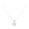 Mother of Pearl Moissanite Halo Clover Necklace