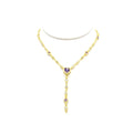 Lariat Amethyst Heart w CZ Bezel Necklace