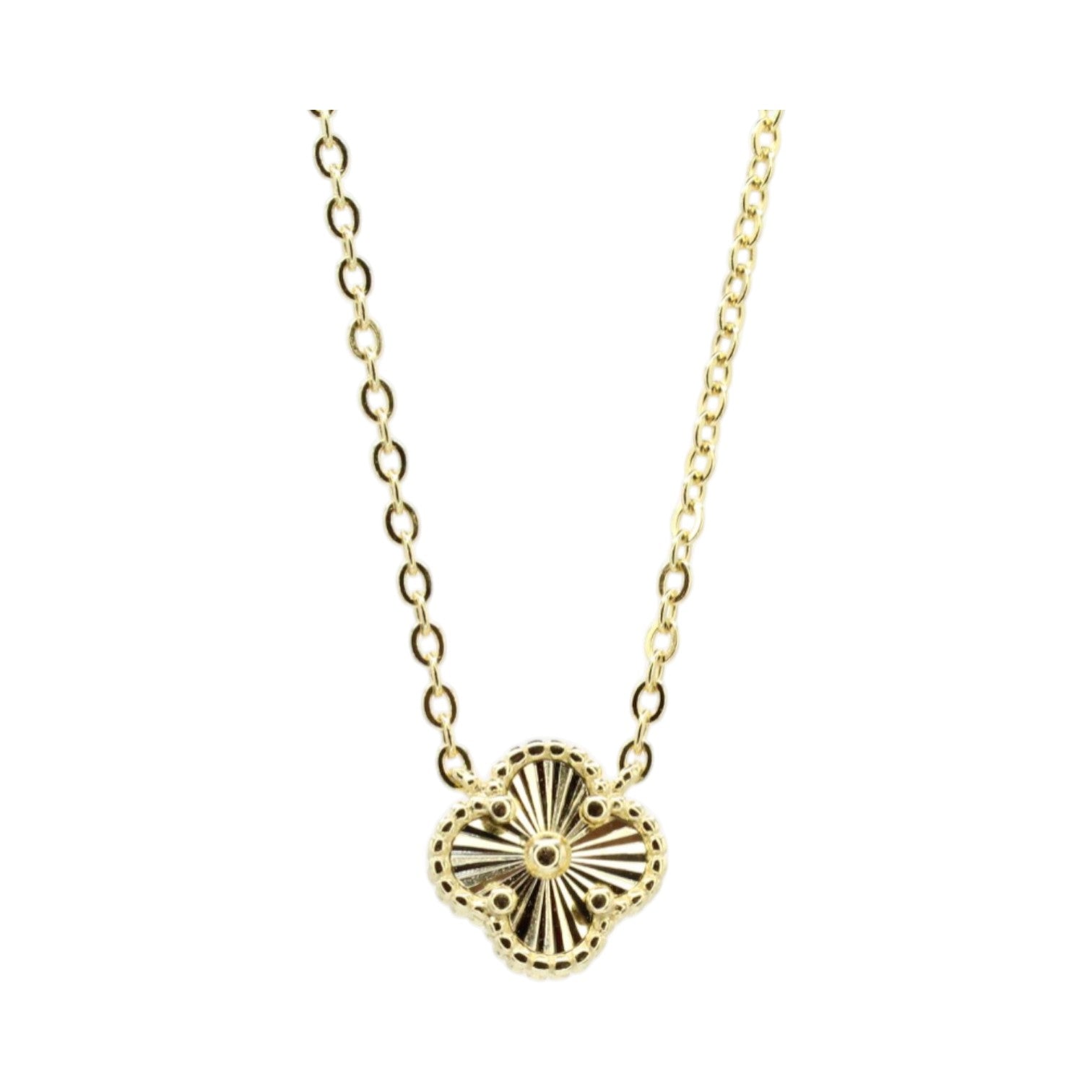Diamond Cut Micro Gold Clover Necklace
