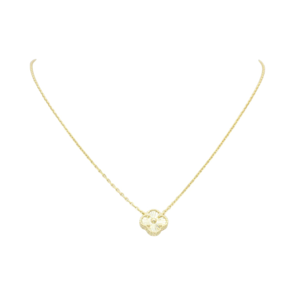 Diamond Cut Micro Gold Clover Necklace
