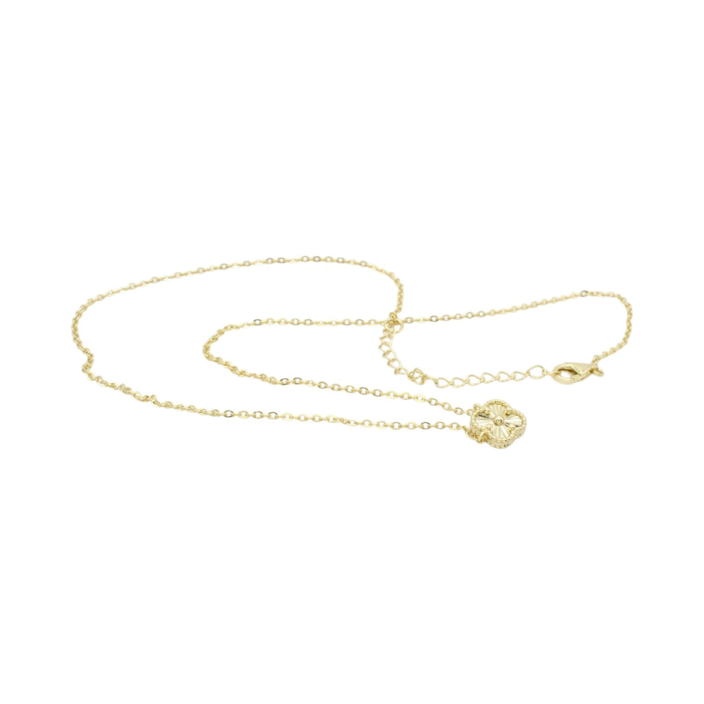 Diamond Cut Micro Gold Clover Necklace