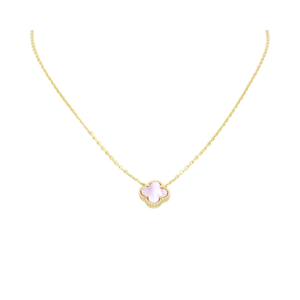 Pink Micro Mother of Pearl Clover Necklace
