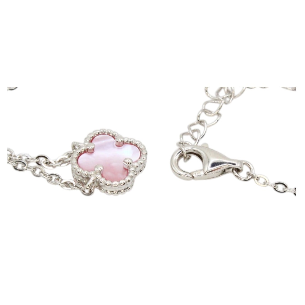 Pink Micro Mother of Pearl Clover Necklace
