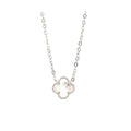 Micro White Mother of Pearl Clover Necklace