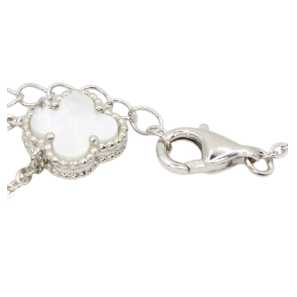 Micro White Mother of Pearl Clover Necklace