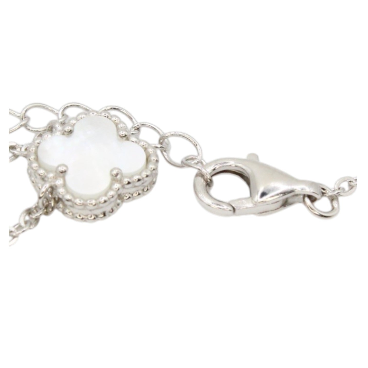 Micro White Mother of Pearl Clover Necklace