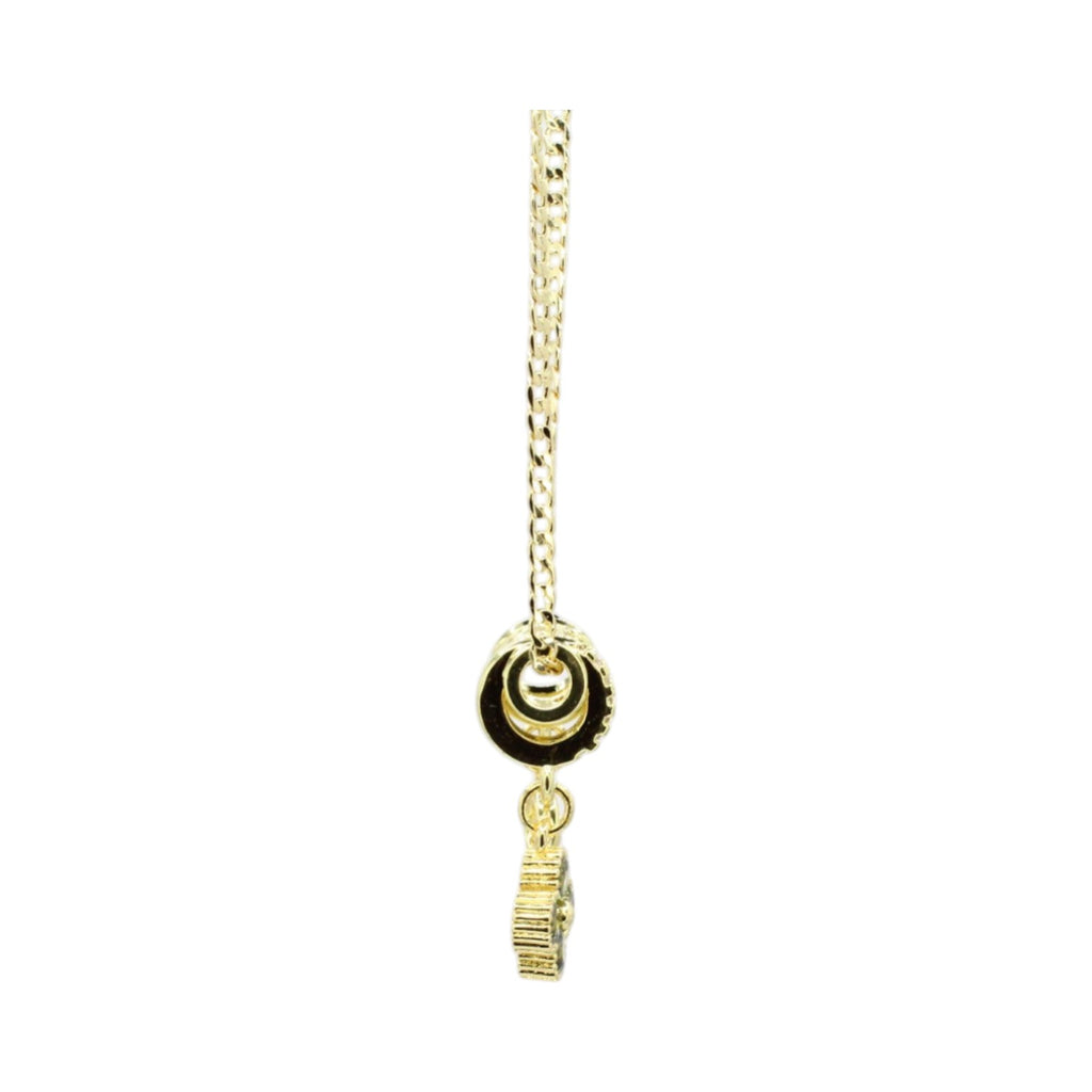 Olive Green CZ Clover Double Charm Necklace
