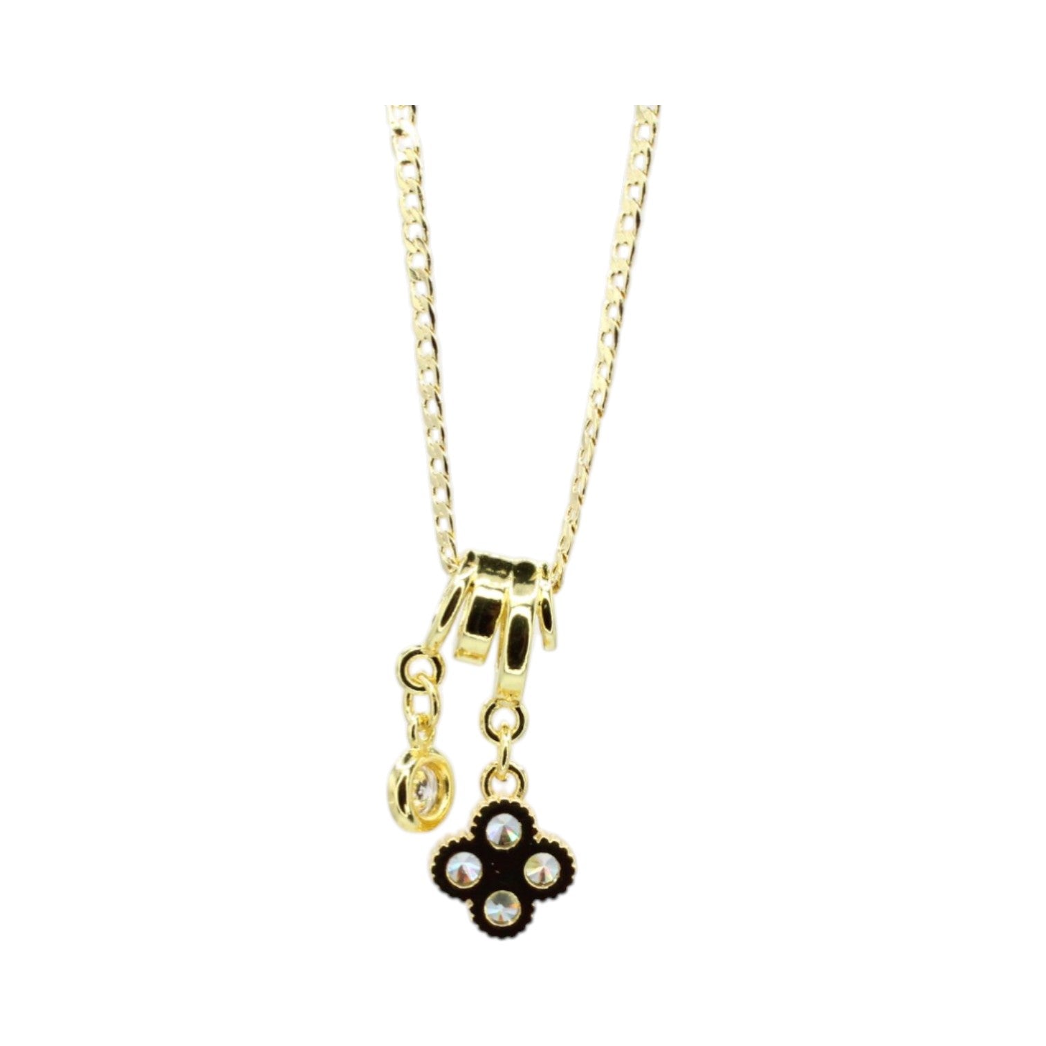 Sky Blue CZ Clover Double Charm Necklace