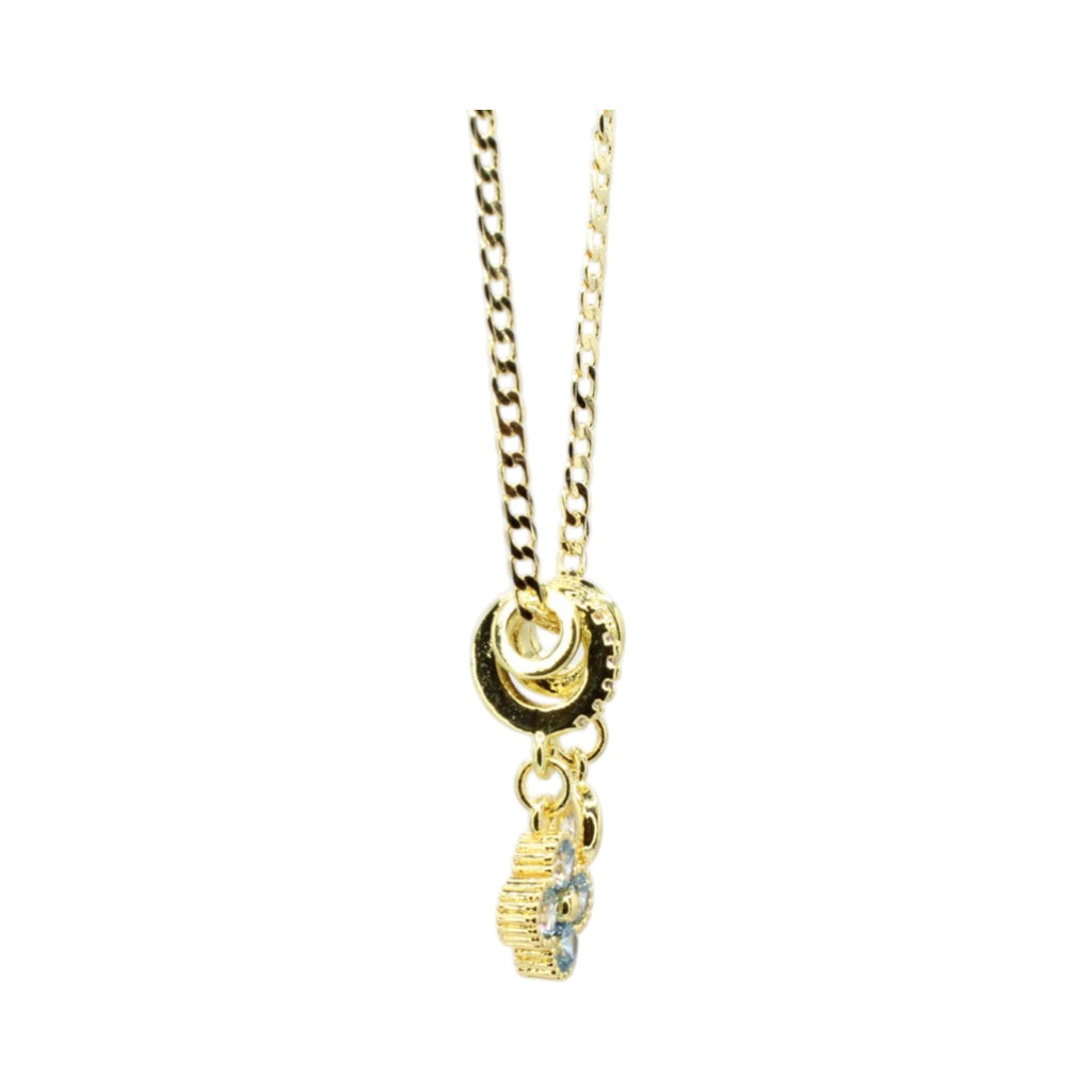 Sky Blue CZ Clover Double Charm Necklace