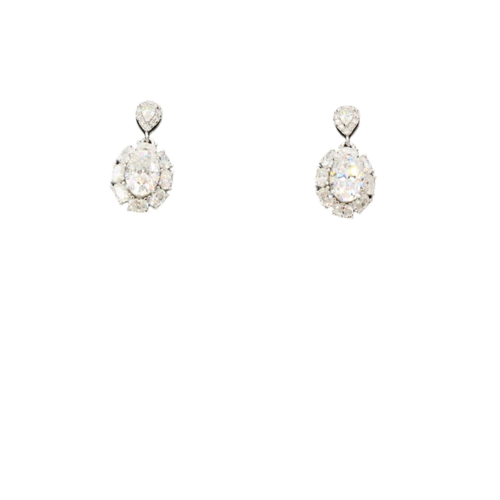 Moissanite 3.63ctw Oval Flower Halo Dangle Stud Earrings