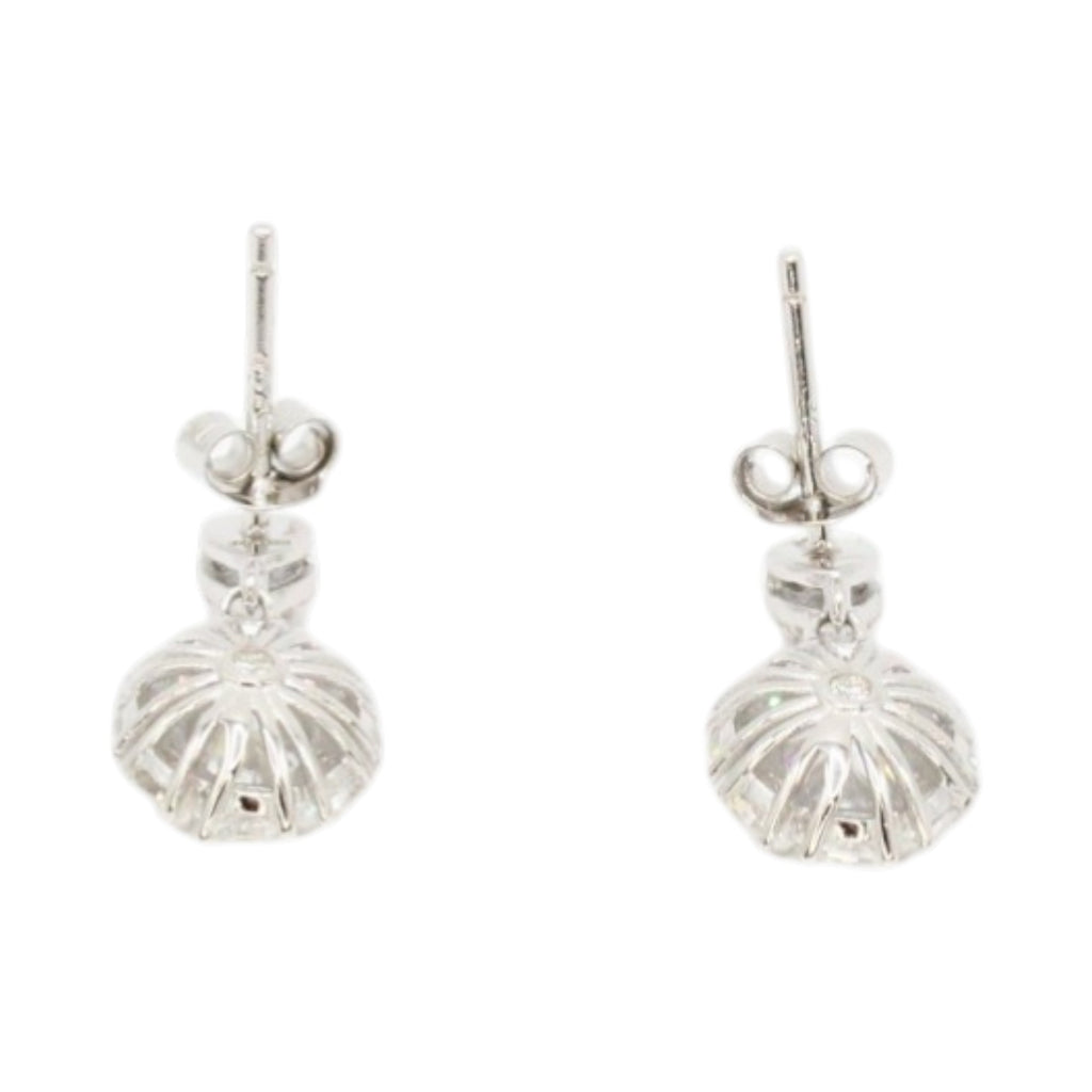 Moissanite 3.63ctw Oval Flower Halo Dangle Stud Earrings