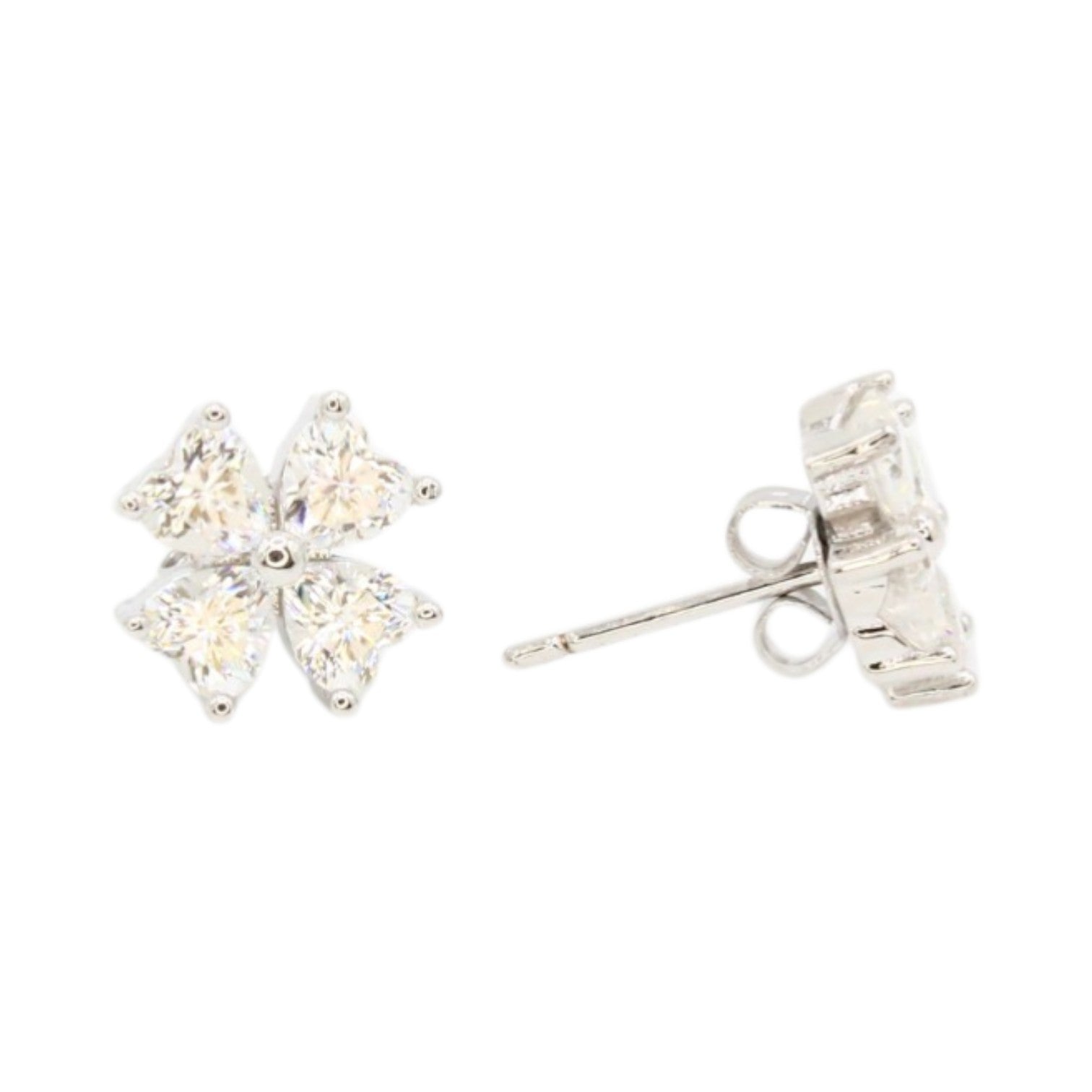Moissanite Clover Hearts Studs