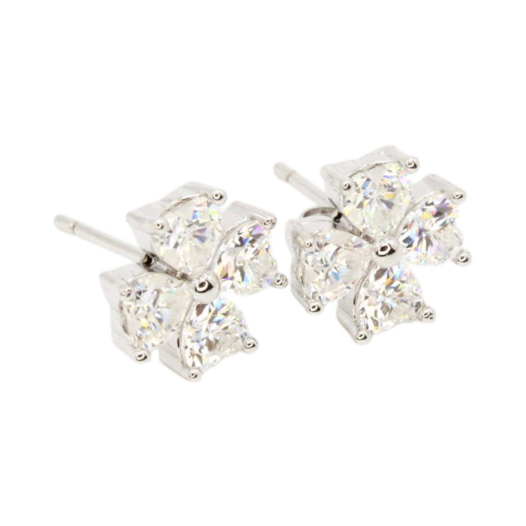 Moissanite Clover Hearts Studs