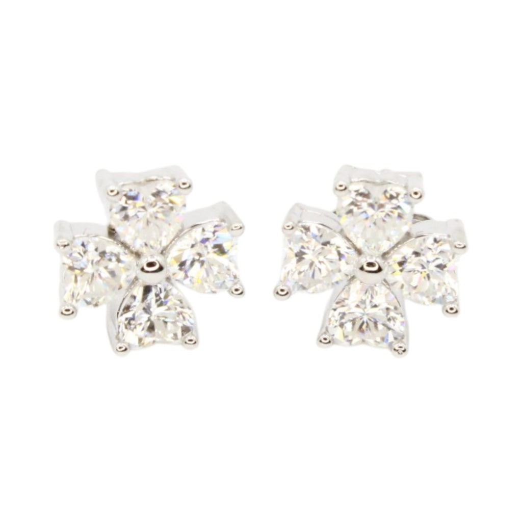 Moissanite Clover Hearts Studs