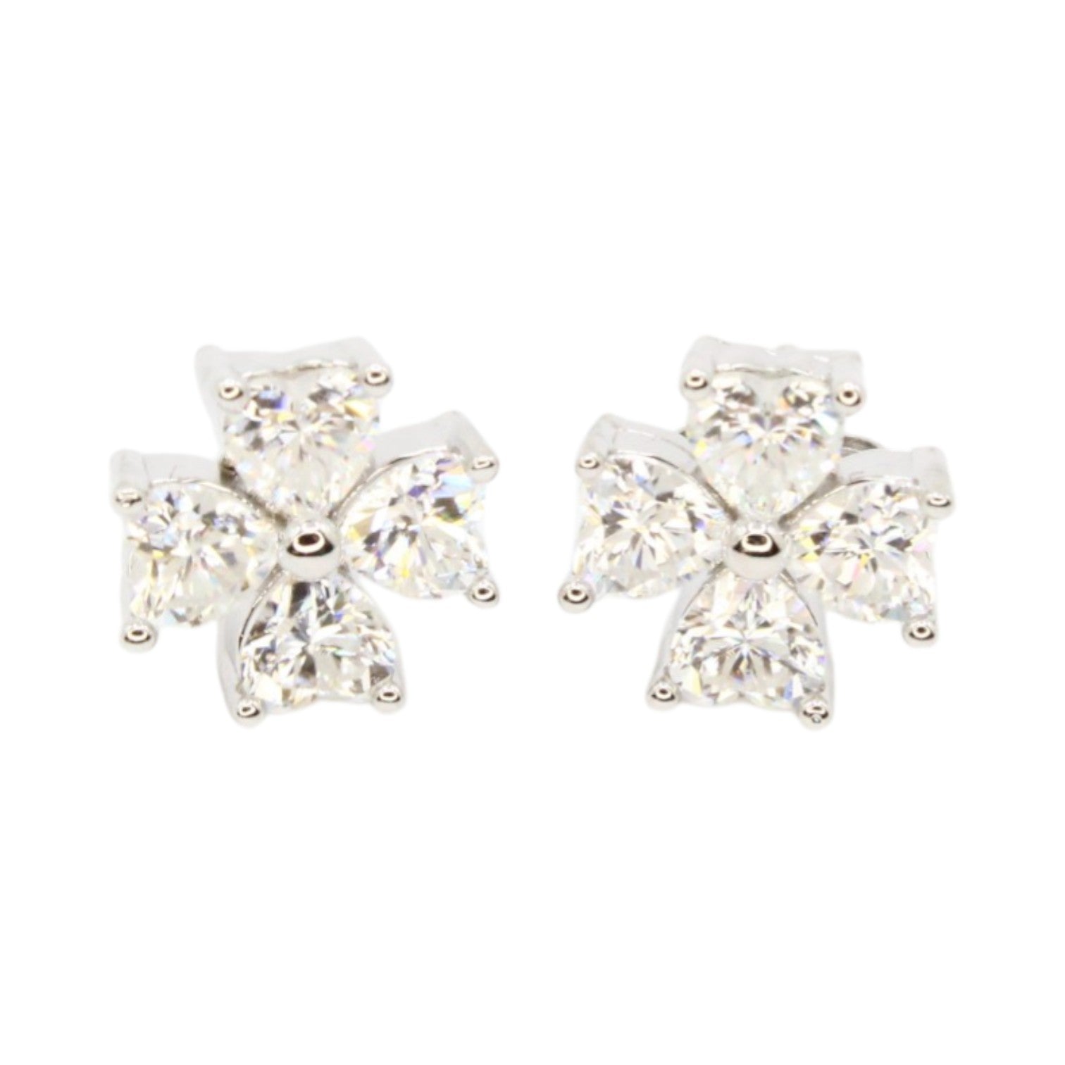 Moissanite Clover Hearts Studs