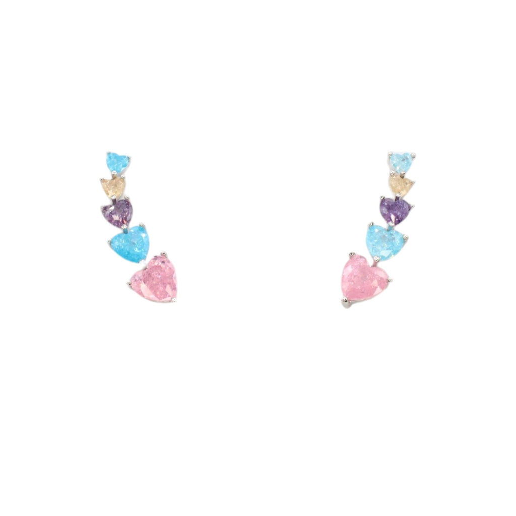 Candy Quartz Heart Ear Climber Earrings