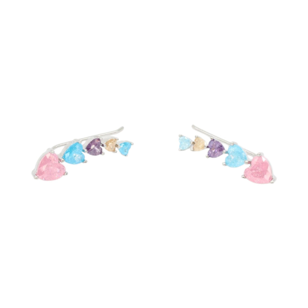 Candy Quartz Heart Ear Climber Earrings