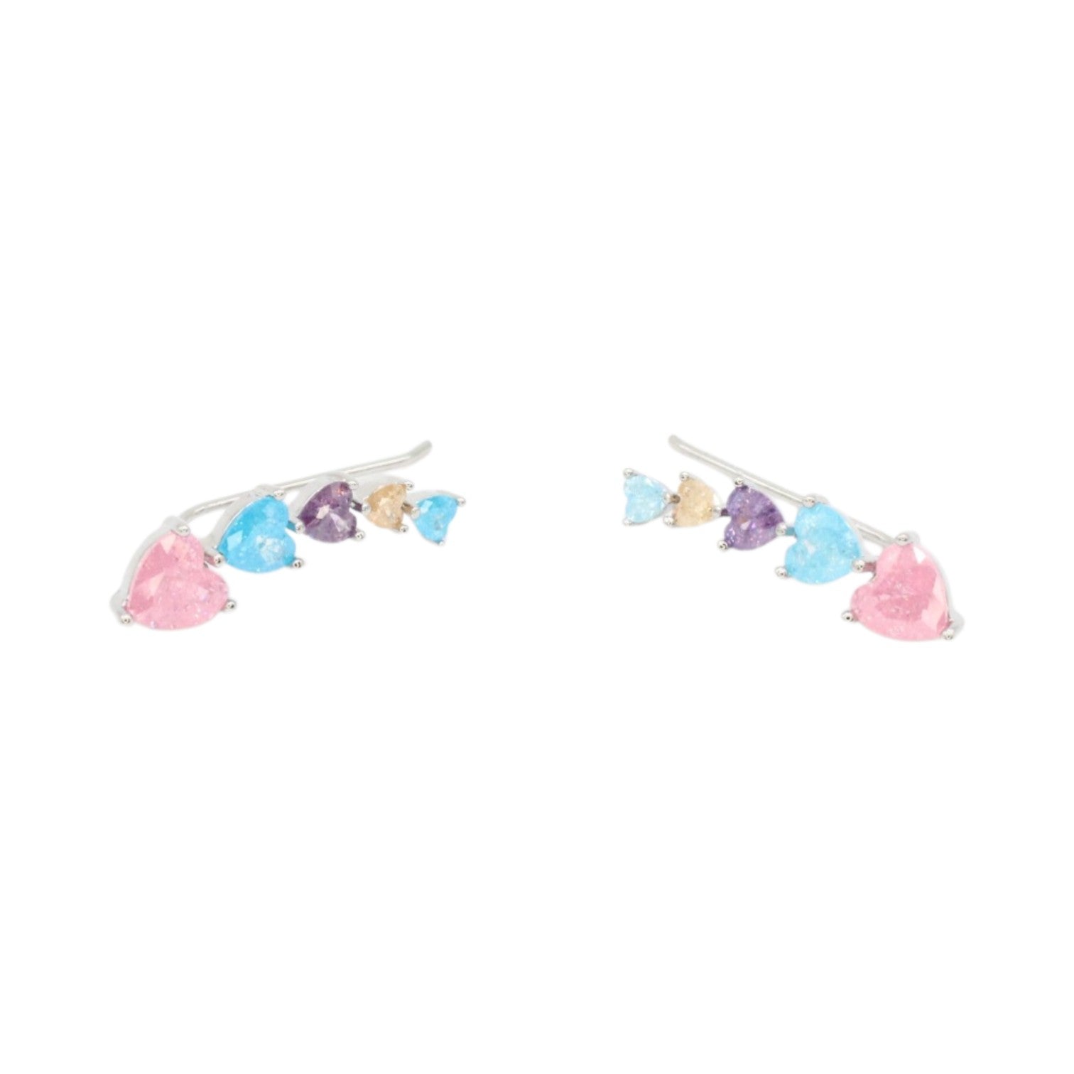 Candy Quartz Heart Ear Climber Earrings