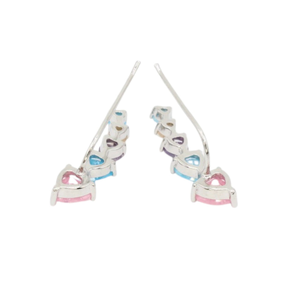Candy Quartz Heart Ear Climber Earrings