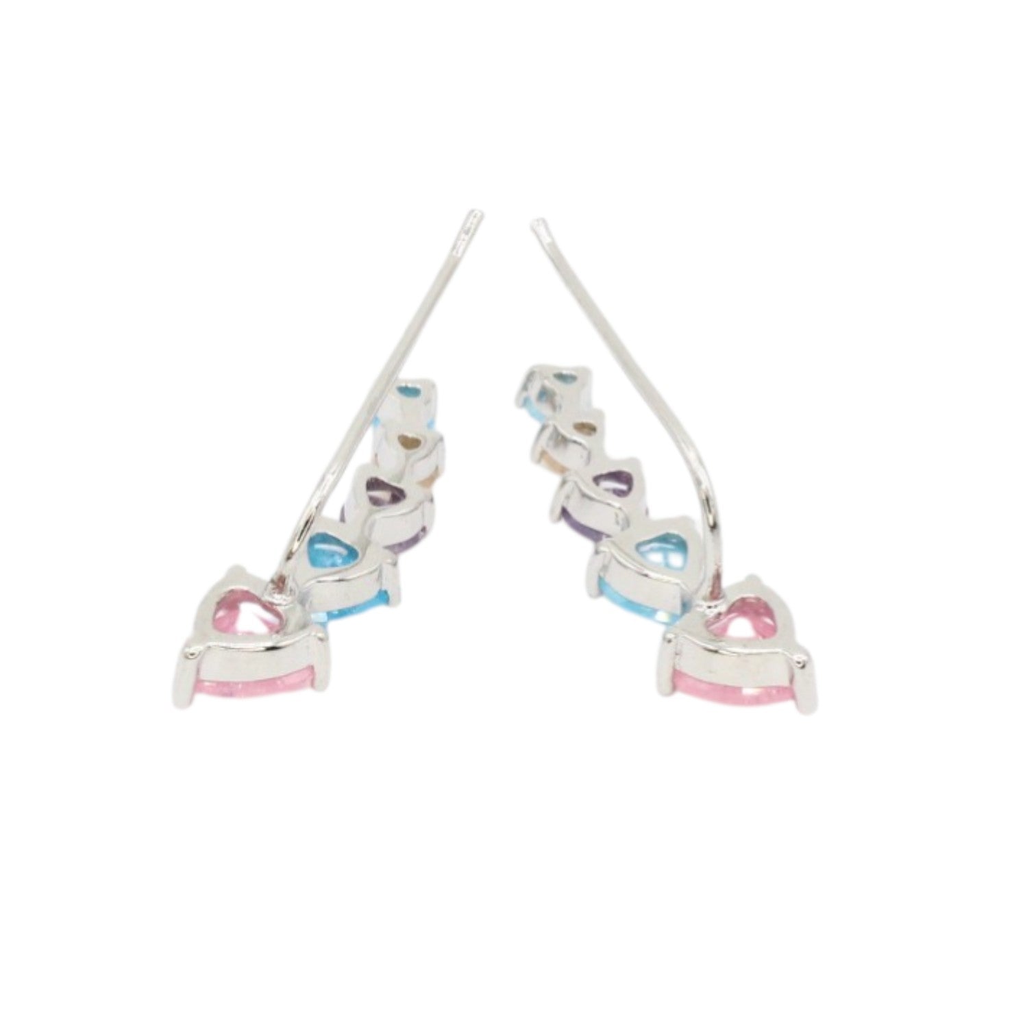 Candy Quartz Heart Ear Climber Earrings