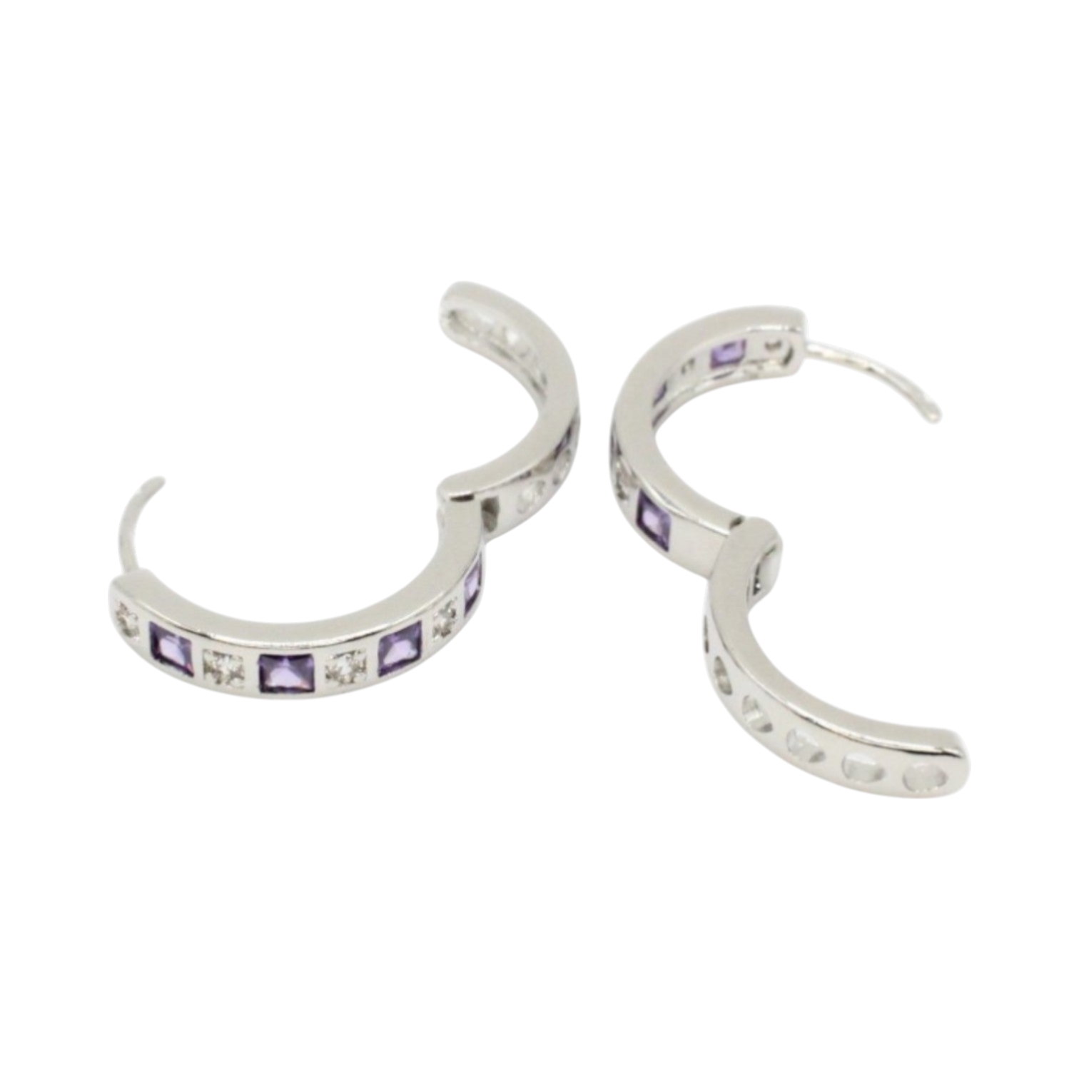 Amethyst & CZ Hoop Earrings