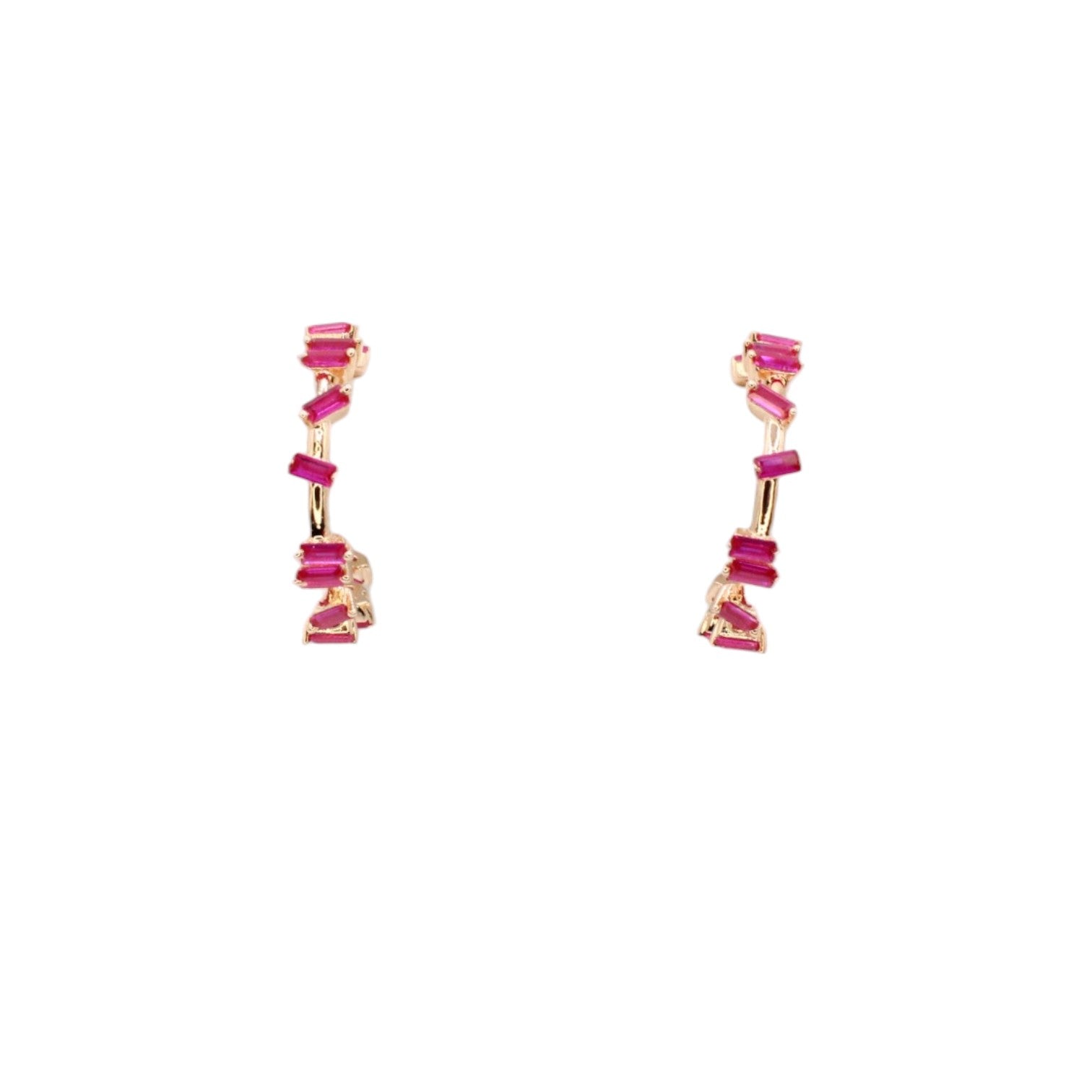 Staggered Gemstone Hoop Earrings