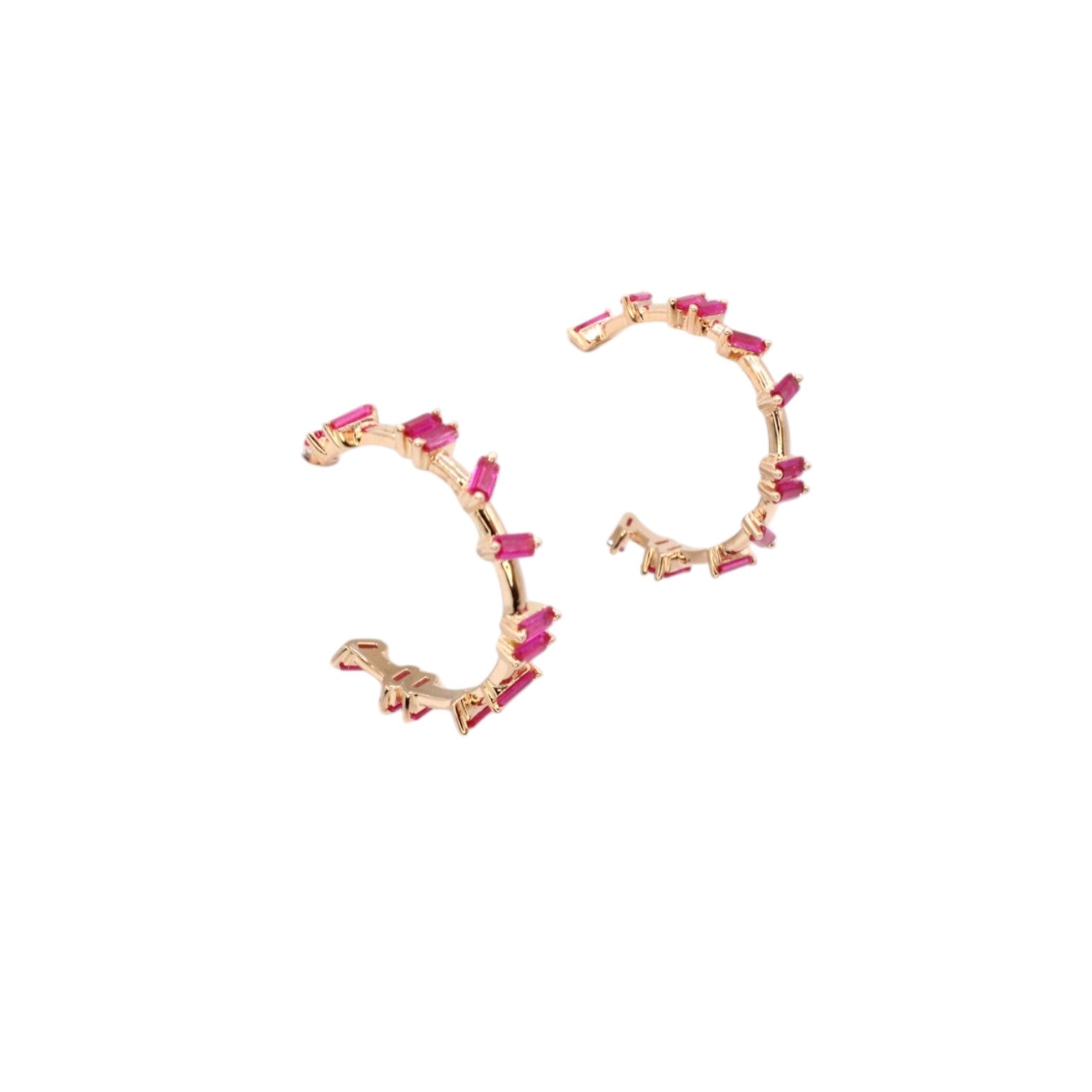 Staggered Gemstone Hoop Earrings