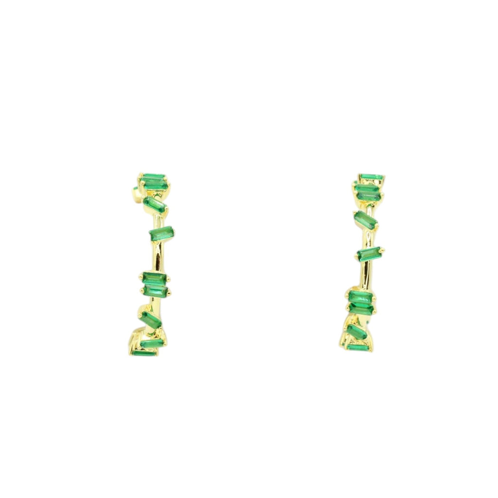 Staggered Gemstone Hoop Earrings