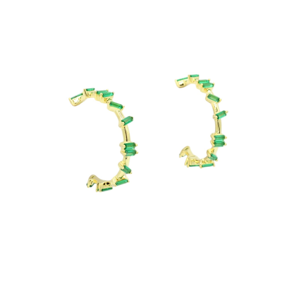 Staggered Gemstone Hoop Earrings