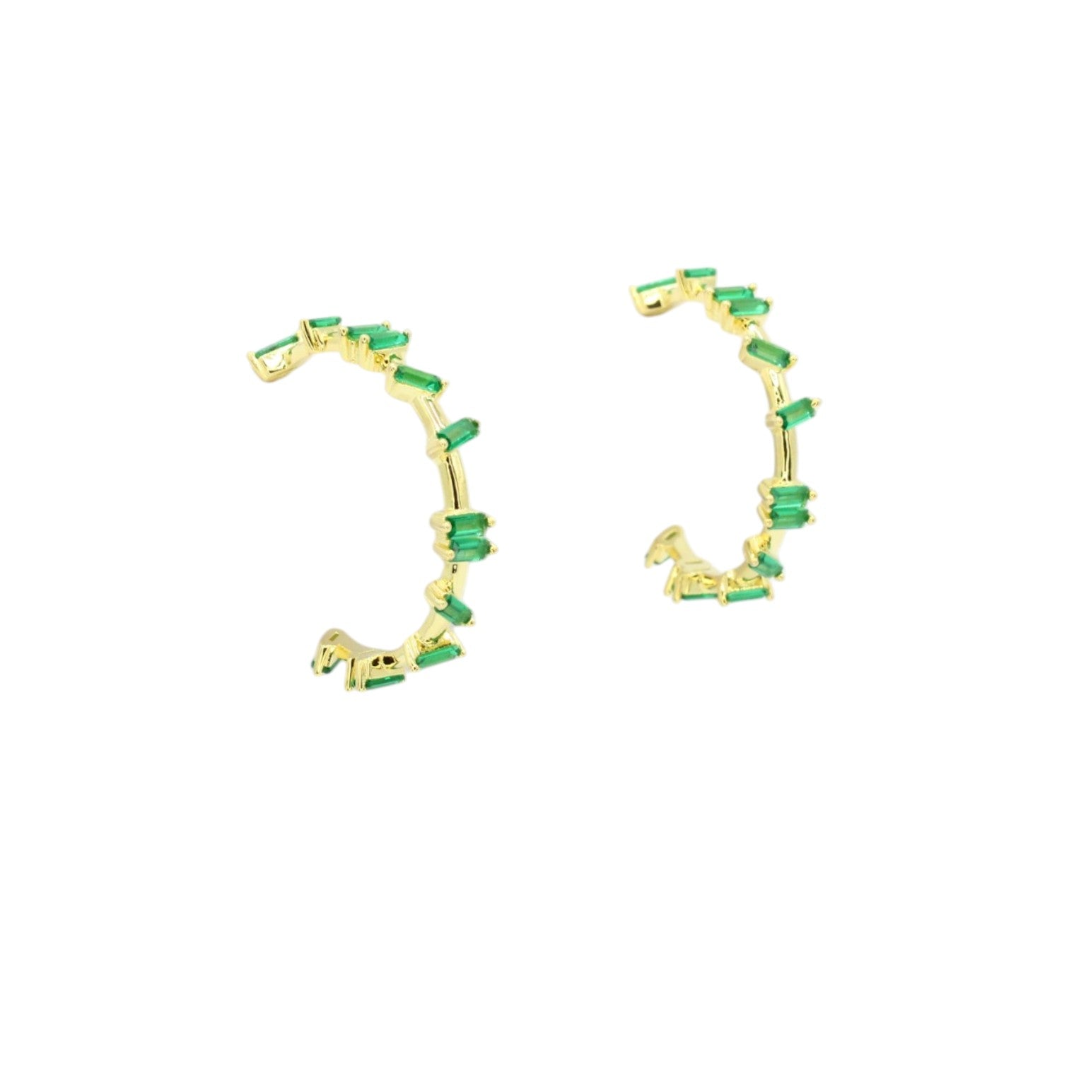 Staggered Gemstone Hoop Earrings
