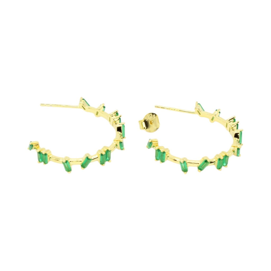 Staggered Gemstone Hoop Earrings
