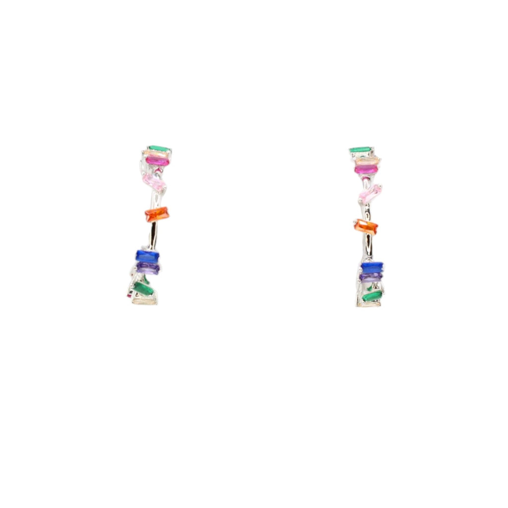 Staggered Gemstone Hoop Earrings