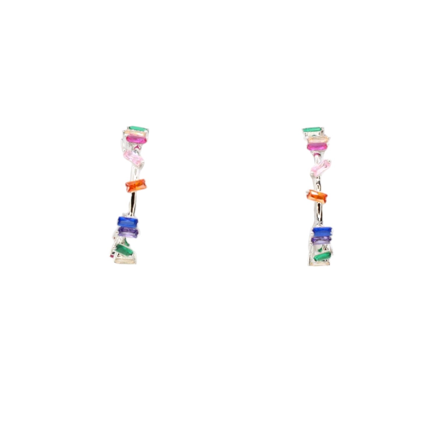 Staggered Gemstone Hoop Earrings