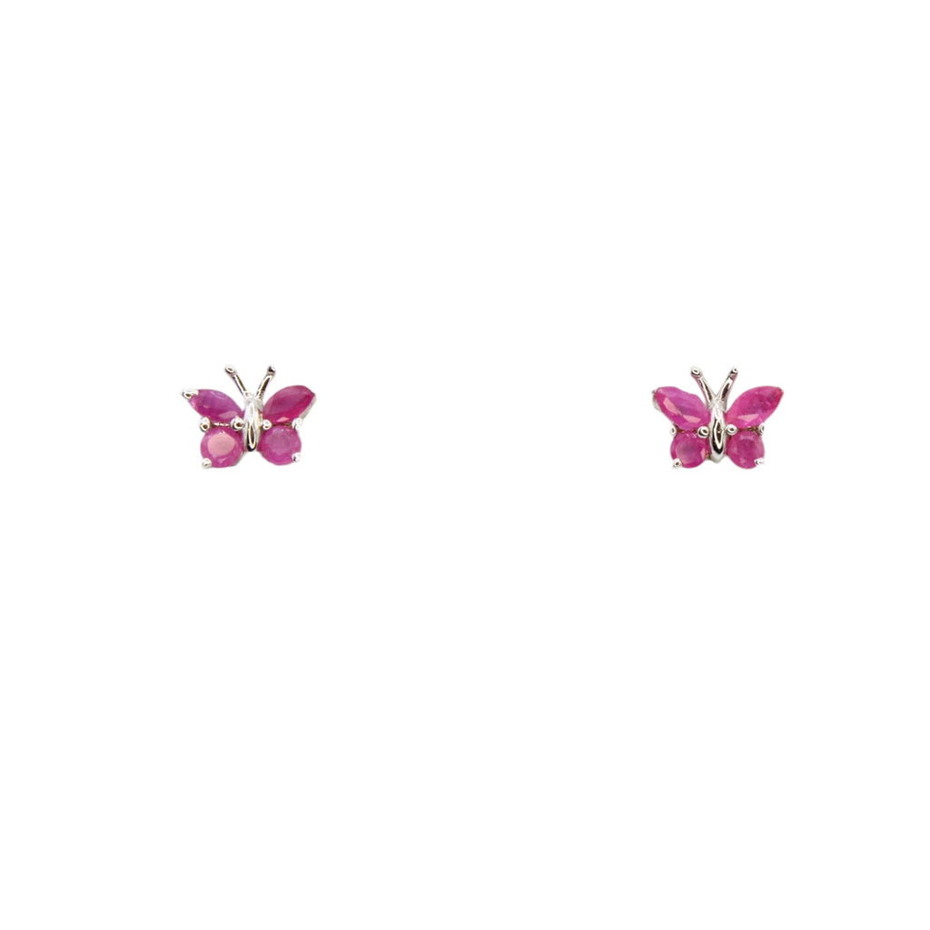 Butterfly 0.83ctw Genuine Ruby Stud Earrings