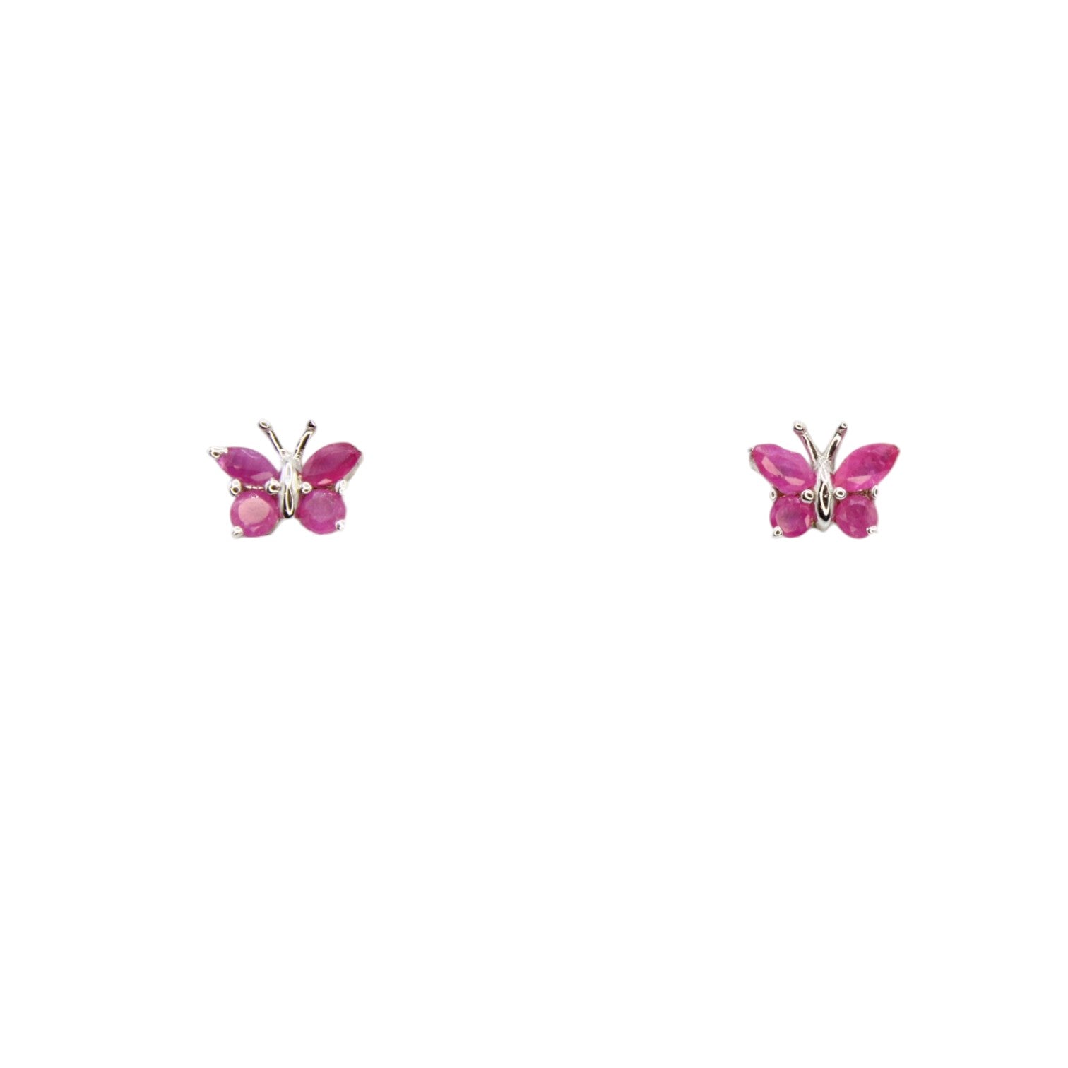 Butterfly 0.83ctw Genuine Ruby Stud Earrings