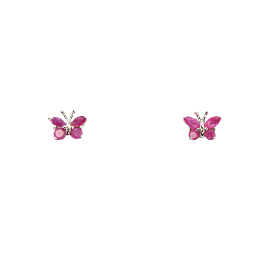 Butterfly 0.83ctw Genuine Ruby Stud Earrings