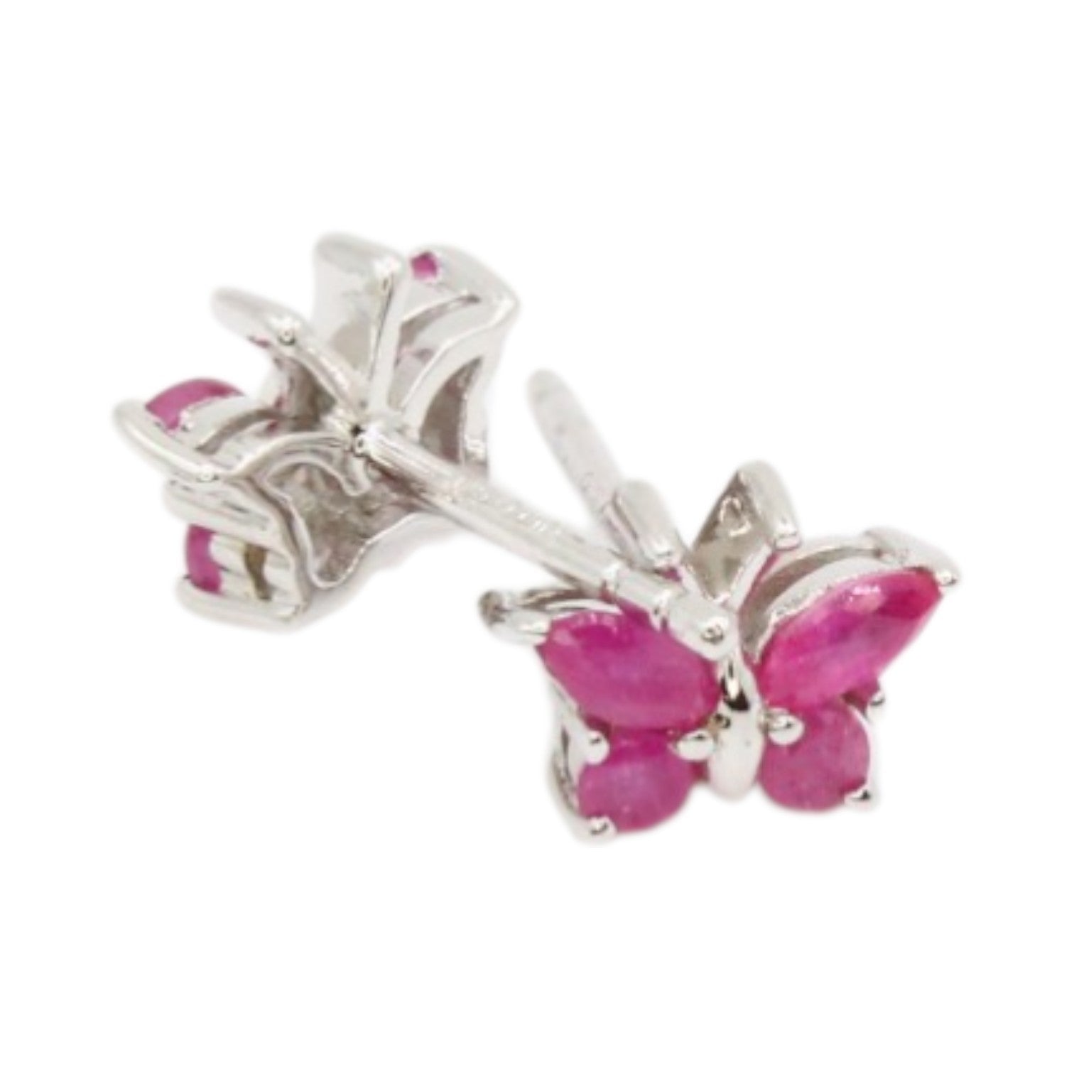Butterfly 0.83ctw Genuine Ruby Stud Earrings